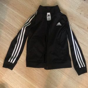 Adidas black and white youth sized zip up/jacket